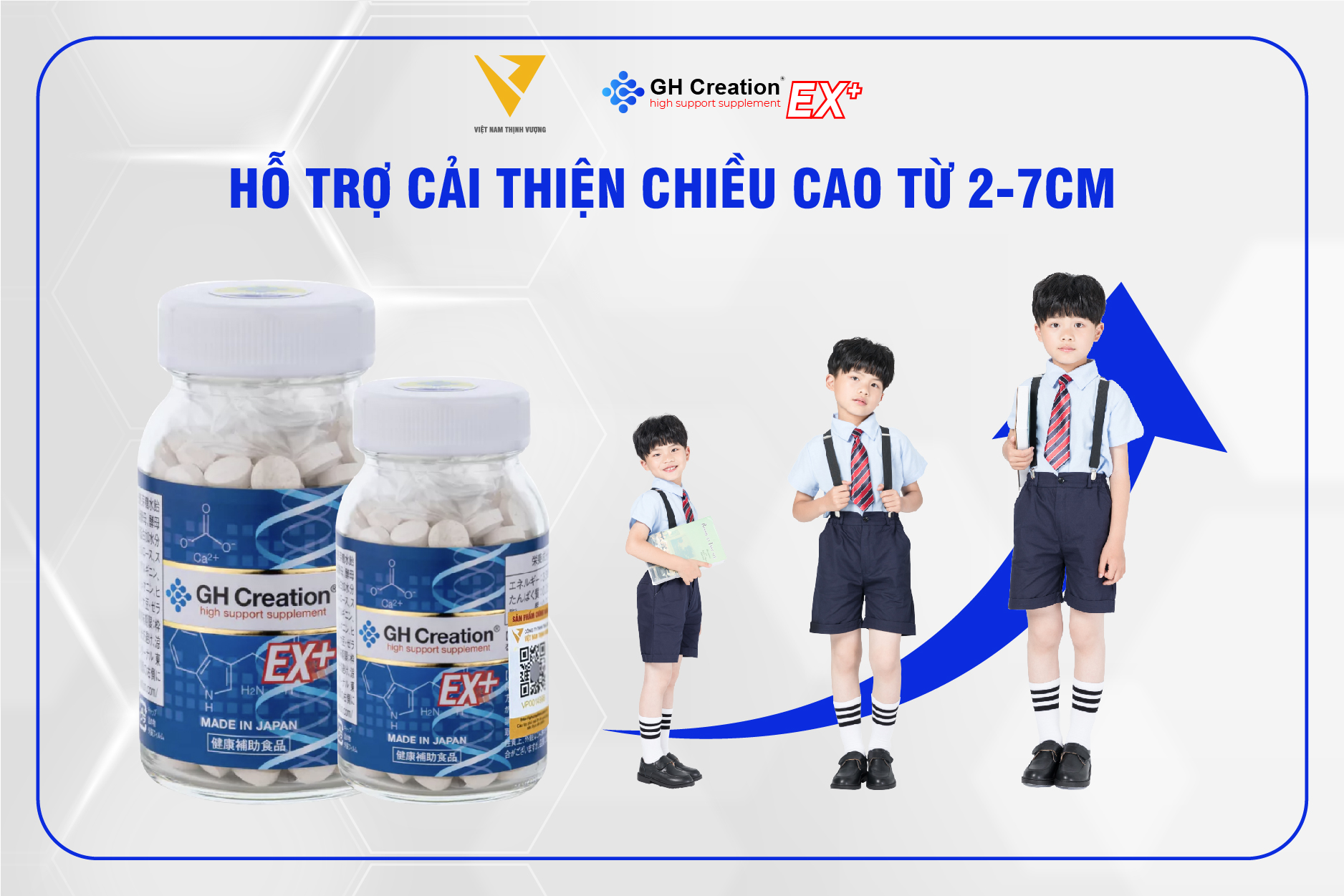 Hỗ trợ cải thiện chiều cao 2-7cm