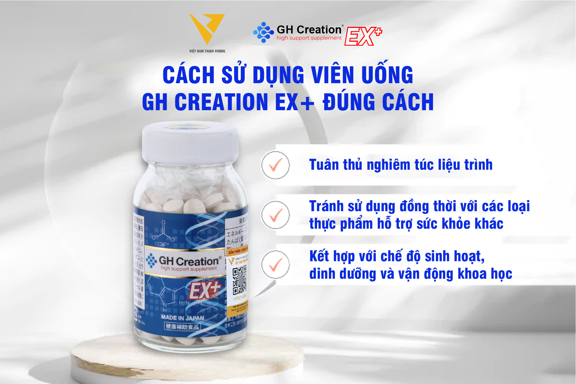 Cách sử dụng viên uống GH Creation EX+ đúng cách