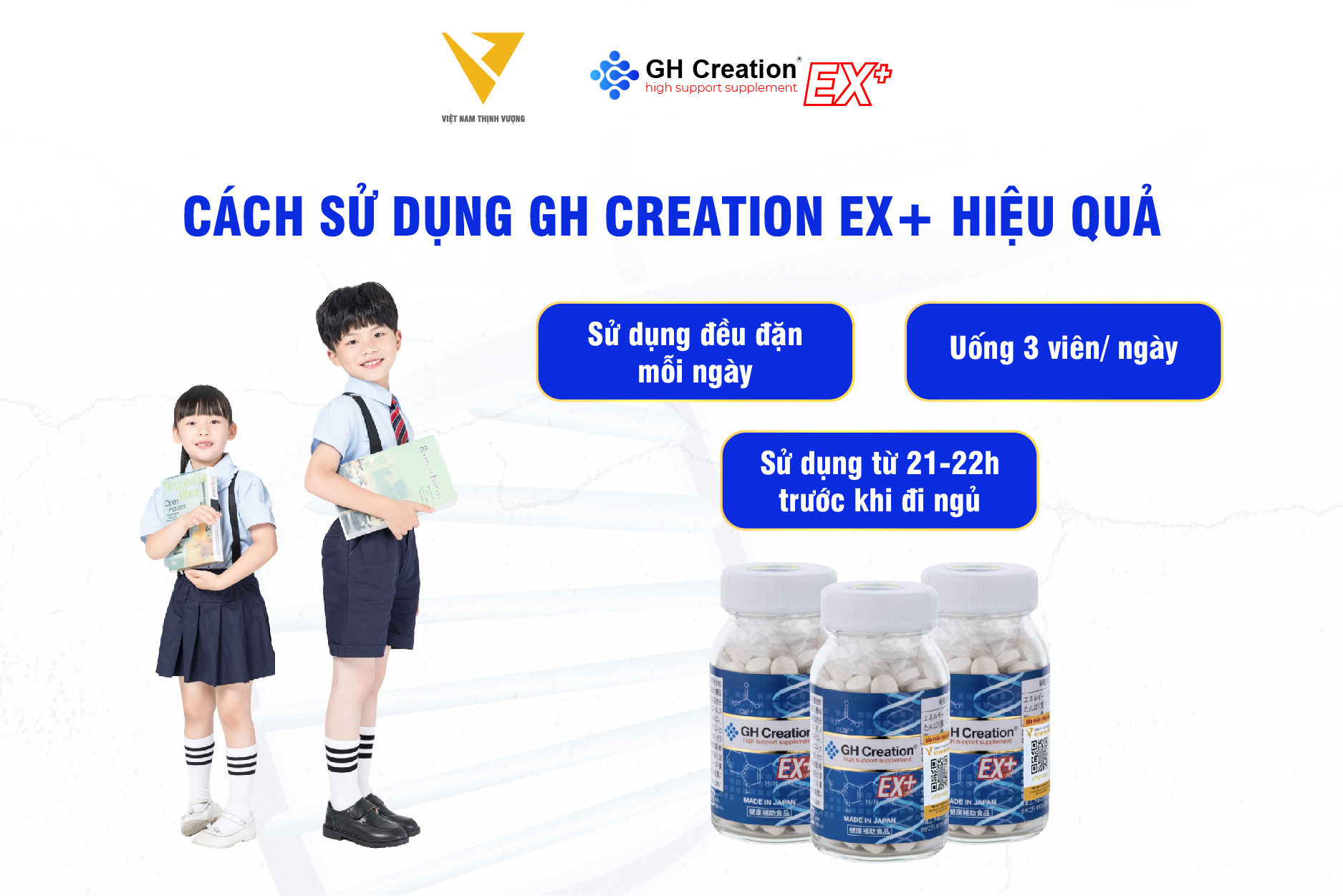 Cách sử dụng sản phẩm hỗ trợ tăng chiều cao GH Creation EX+