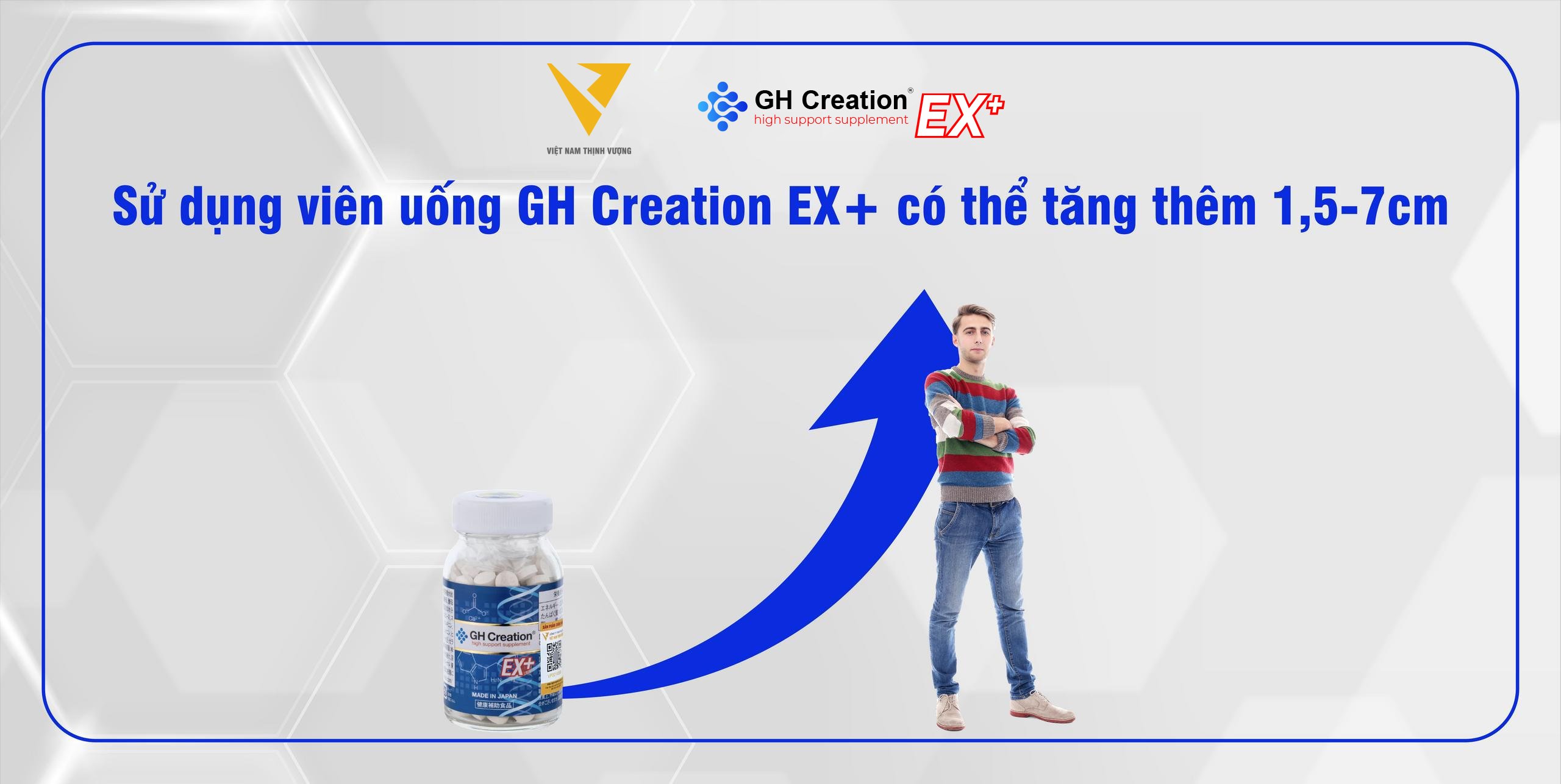 Sử dụng viên uống GH Creation EX+ có thể tăng thêm 1,5-7cm