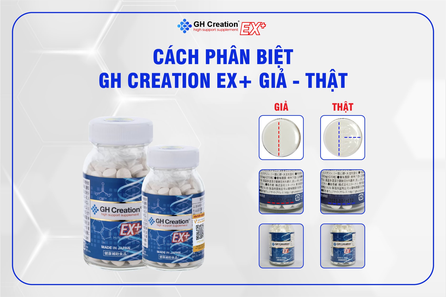 Cách phân biệt GH Creation EX+ Giả - Thật