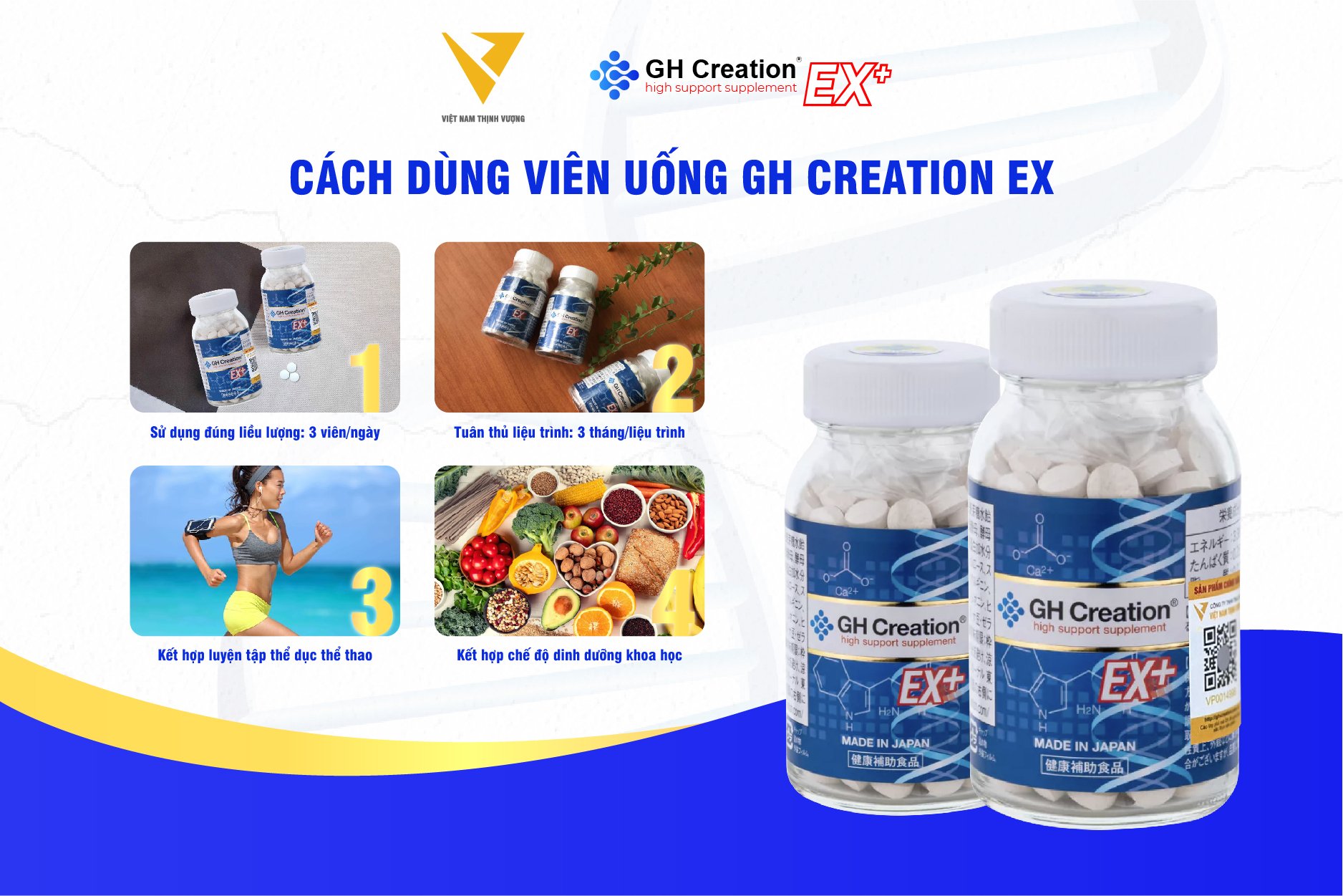 Cách dùng viên uống GH Creation EX+ chính hãng