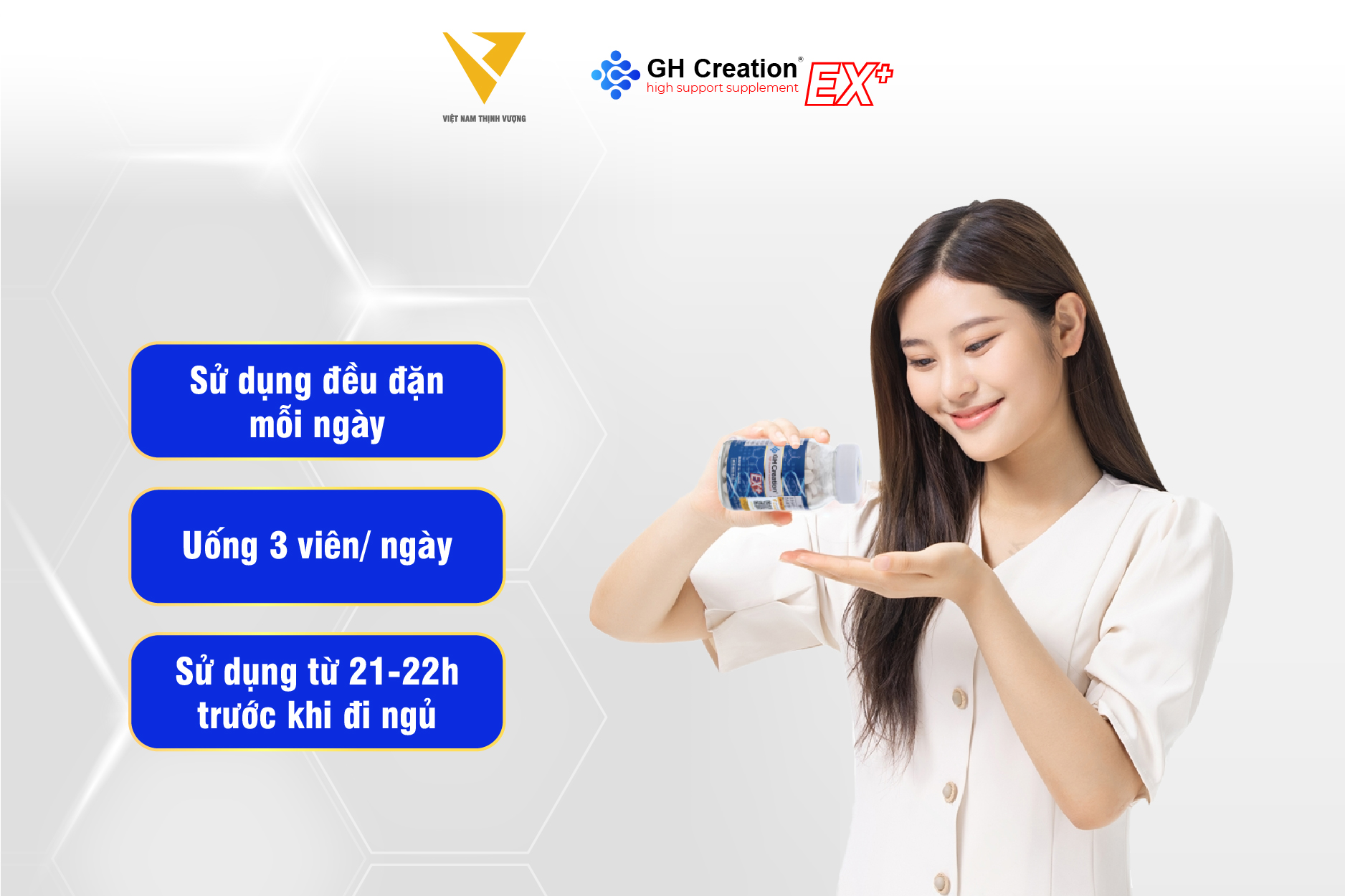 Cách dùng viên uống GH Creation EX+ chính hãng hiệu quả để không gây tăng cân