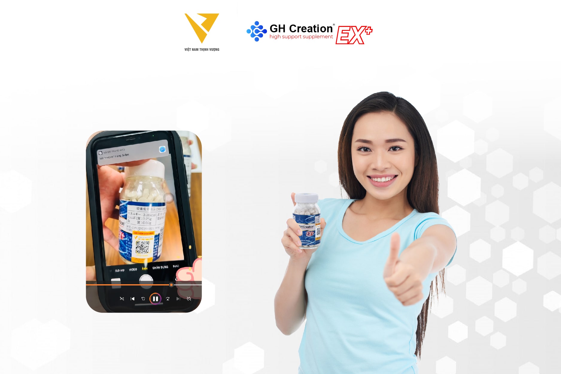 Quá trình quét mã QR trên sản phẩm GH Creation EX+ chính hãng vô cùng đơn giản, tiện lợi cho người sử dụng